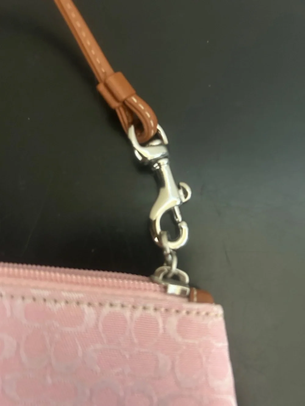 Coach Blush / Saddle Pink/Tan Suede Jacquard Canvas Wristlet. Vintage.NWT